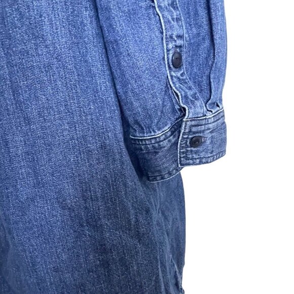 Madewell Denim Puff-Sleeve Button Up Shirt Dress Harris Wash Sz M K6059 - Picture 9 of 11